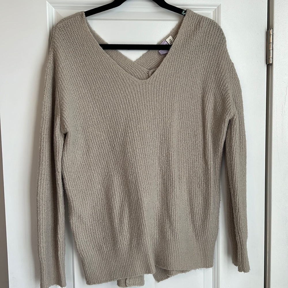 Braid Back Tan Sweater